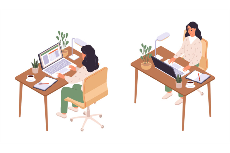 isometric-online-education-women-sitting-at-computer-back-and-face-v