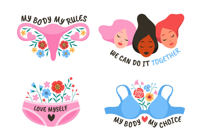 power-girl-female-movement-feminist-symbols-hand-drawn-stickers-wom