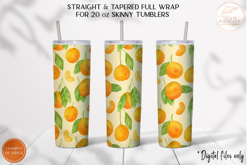 tangerine-watercolor-tumbler-sublimation-design