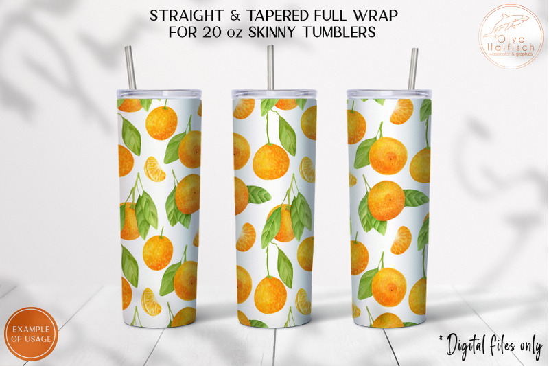 tangerine-watercolor-tumbler-sublimation-design