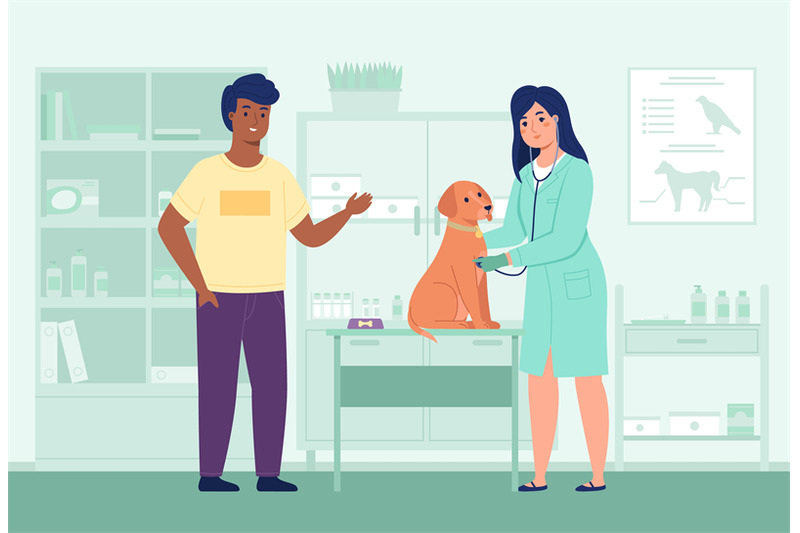 vet-doctor-appointment-nurse-examines-dog-in-veterinary-office-woman