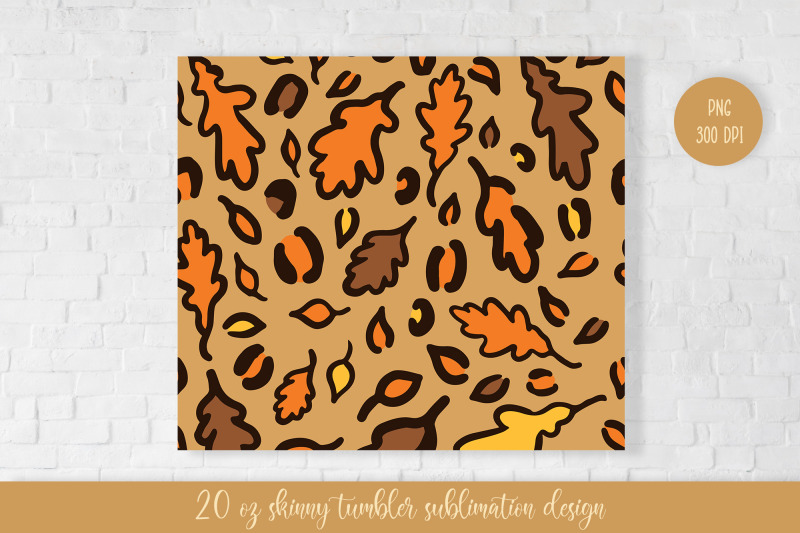 fall-oak-leaves-leopard-tumbler-sublimation-design