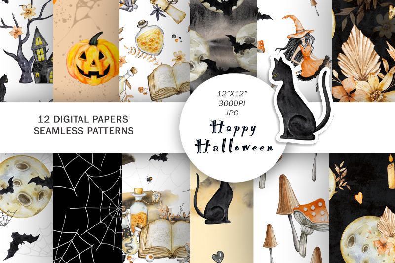 watercolor-halloween-digital-paper-seamless-pattern