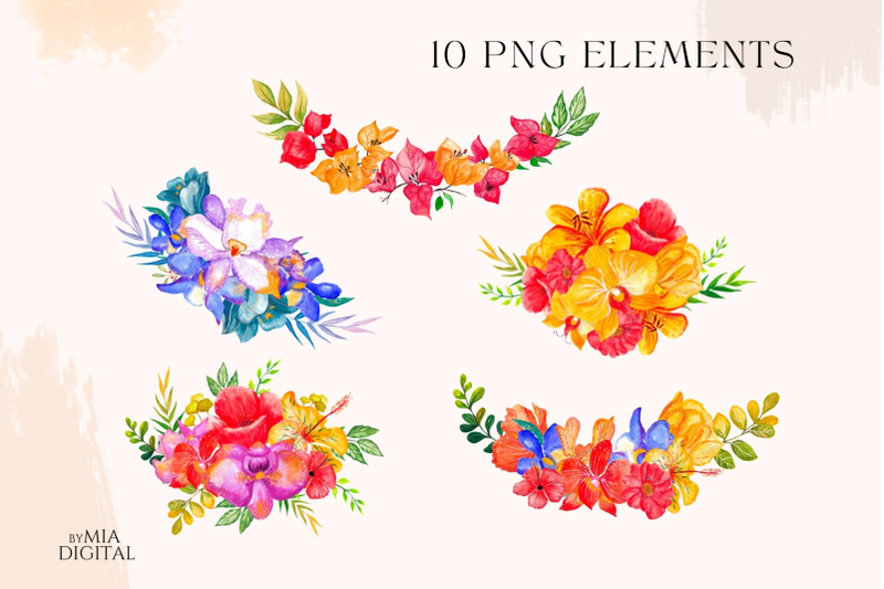 wedding-floral-bouquet-border-frame-watercolor-png-elements