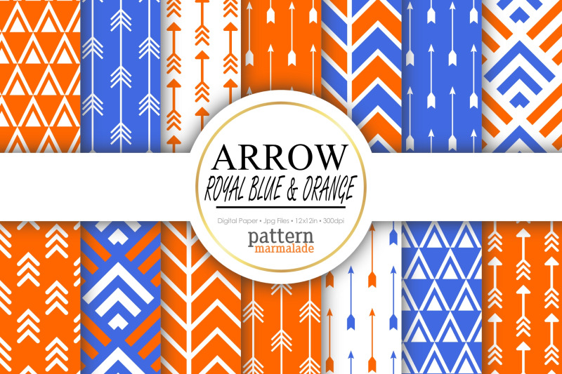 arrow-royal-blue-amp-orange-digital-paper-t0401