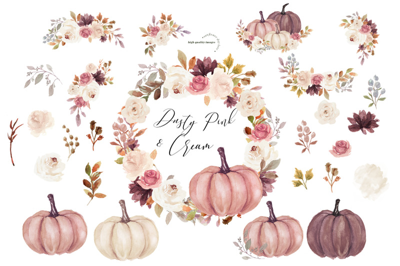 dusty-pink-and-white-cream-pumpkin-clipart