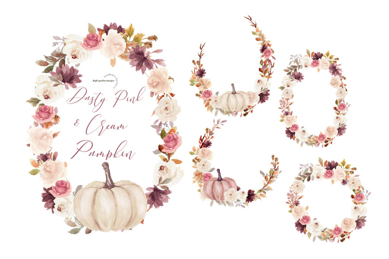 frame-dusty-pink-and-white-cream-pumpkin-clipart