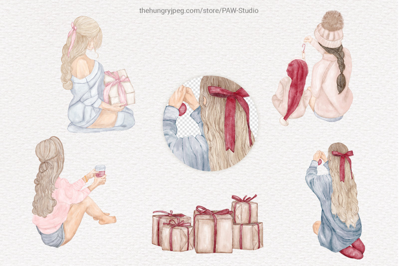 christmas-girls-watercolor-clipart-winter-holidays-new-year-clip-art