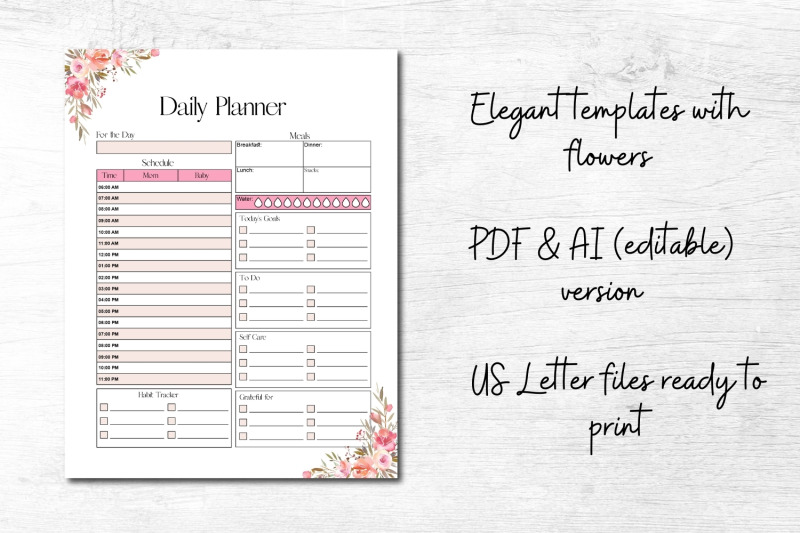 bundle-of-floral-planner-daily-weekly