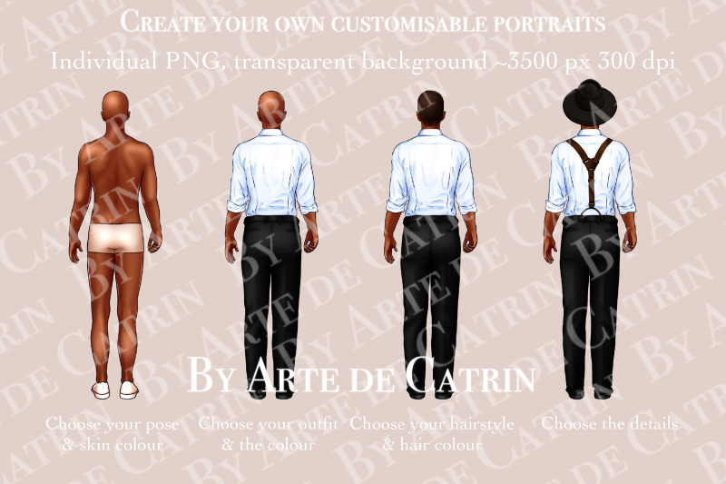 boho-wedding-clipart-groom-and-bride-clipart-customizable-portraits