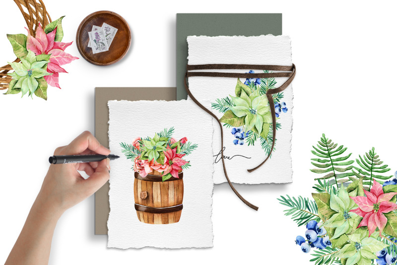 christmas-bouquets-png-clipart-watercolor-flower-bouquet