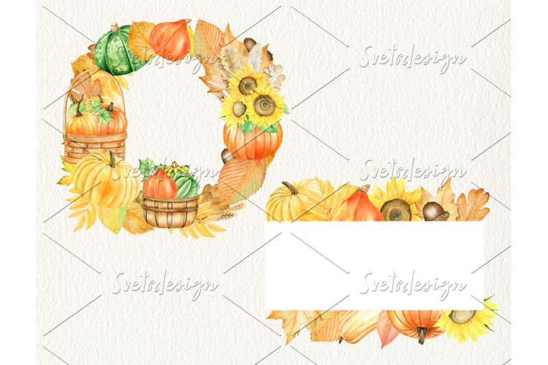 watercolor-pumpking-frames-clipart-set-hand-drawn-thanksgiving-wreath