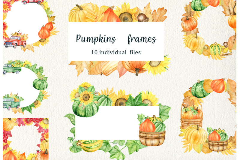 watercolor-pumpking-frames-clipart-set-hand-drawn-thanksgiving-wreath