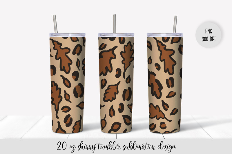 autumn-oak-leaves-leopard-tumbler-sublimation-wrap