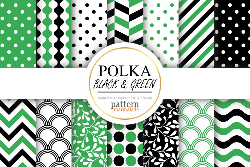 polka-black-and-green-digital-paper-t0703