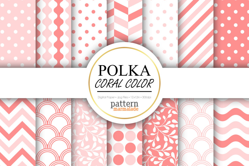 polka-coral-color-digital-paper-nbsp-s0801
