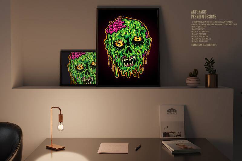 head-zombie-horror-halloween-illustrations