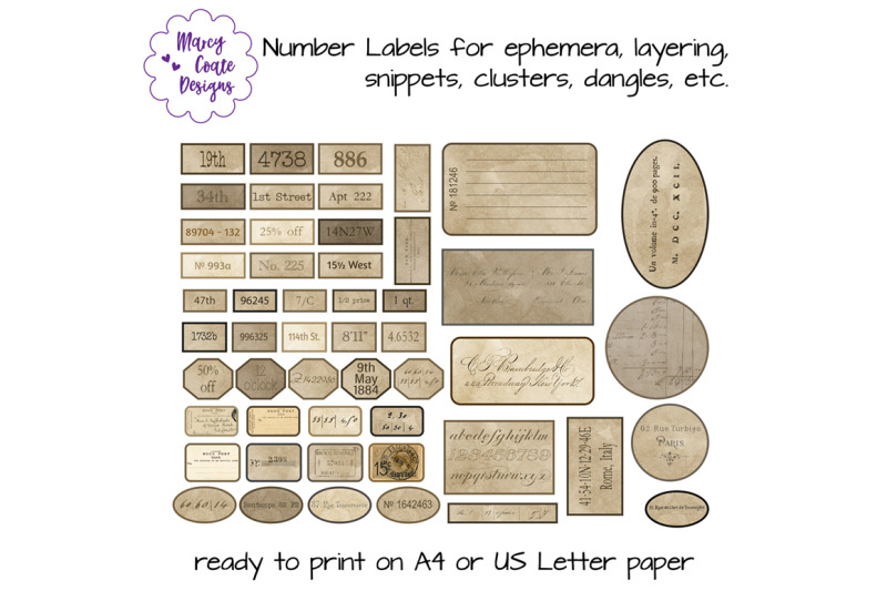 coffee-dyed-printable-number-labels-with-vintage-backgrounds