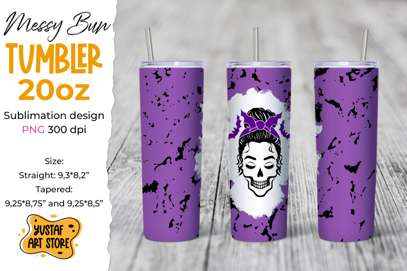 halloween-messy-bun-and-bat-tumbler-sublimation-wrap