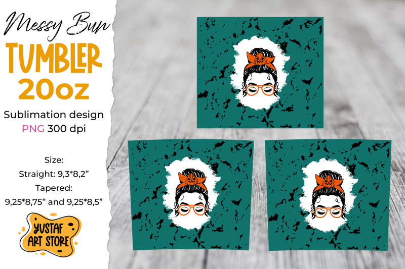 halloween-messy-bun-and-pumpkin-tumbler-sublimation-wrap