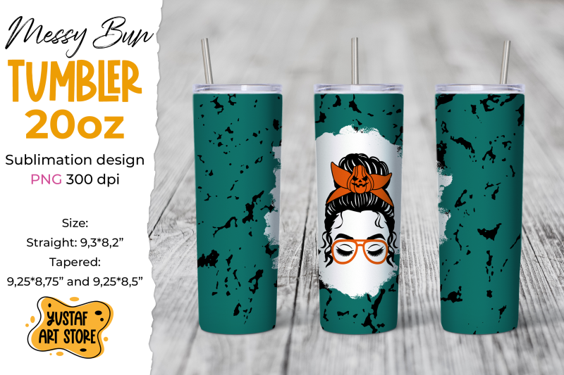 halloween-messy-bun-and-pumpkin-tumbler-sublimation-wrap