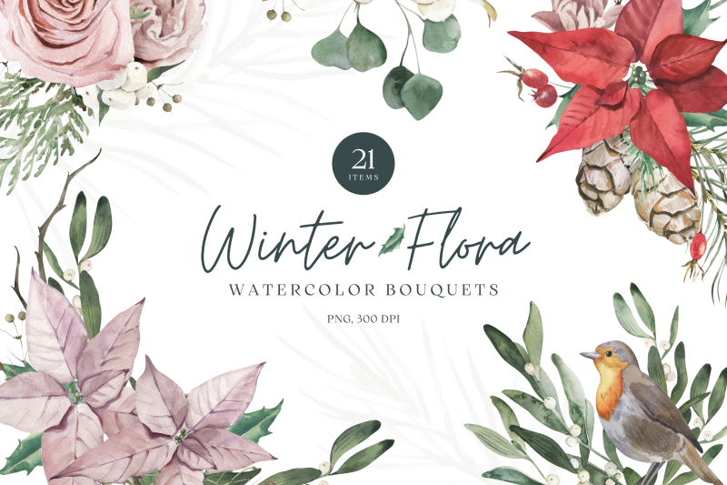 winter-flora-watercolor-bouquets