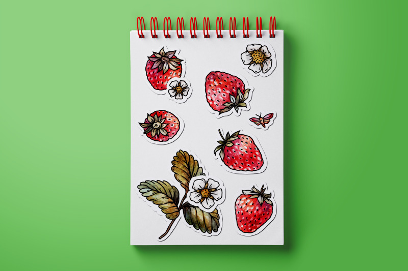 strawberry-sticker-set