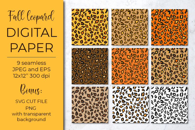 fall-leaves-leopard-digital-paper-autumn-leaves-leopard-print-svg