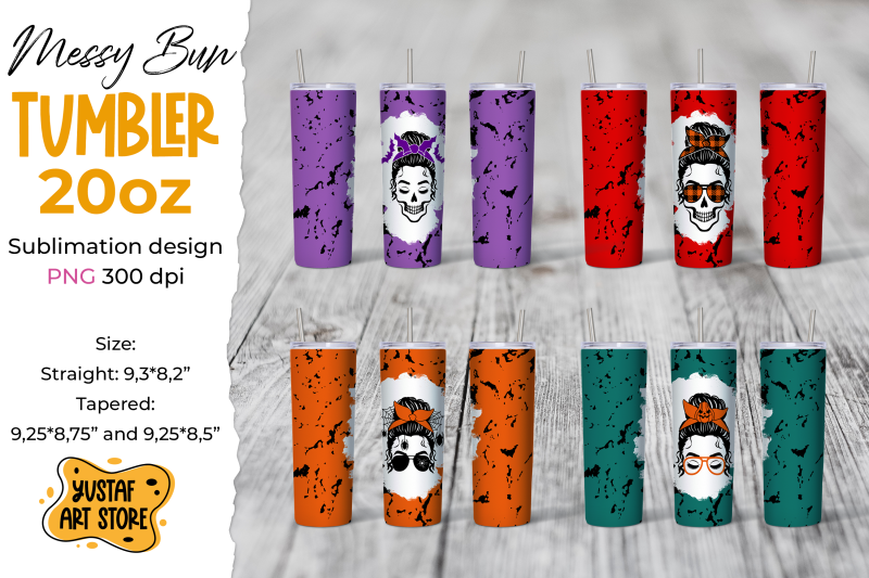 halloween-messy-bun-tumbler-sublimation-wrap-bundle-4-design