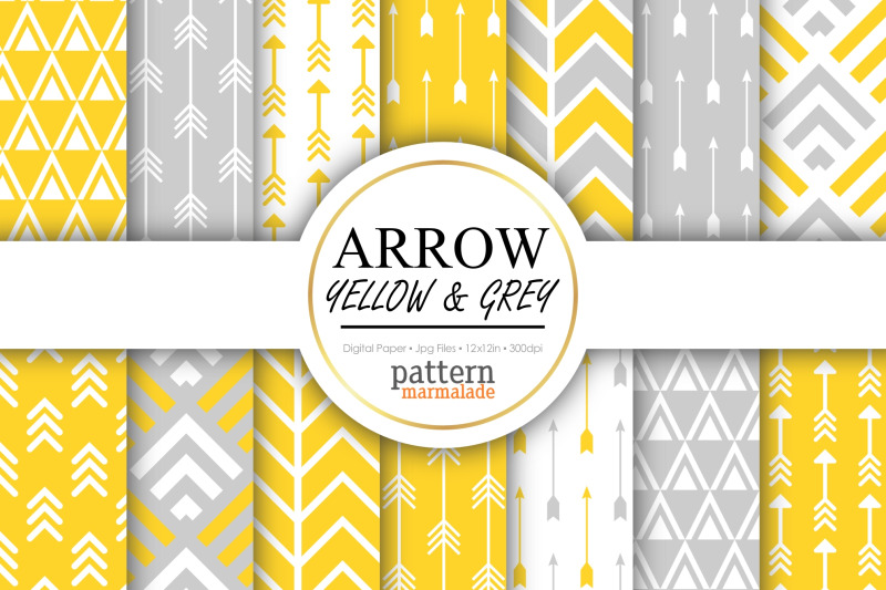 arrow-yellow-amp-grey-gray-digital-paper-s0707