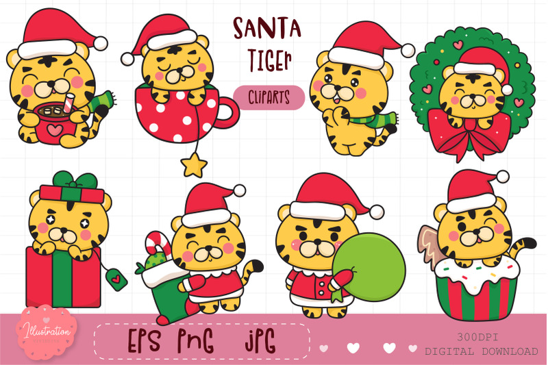 cute-baby-tiger-kawaii-christmas-happy-new-year-clipart