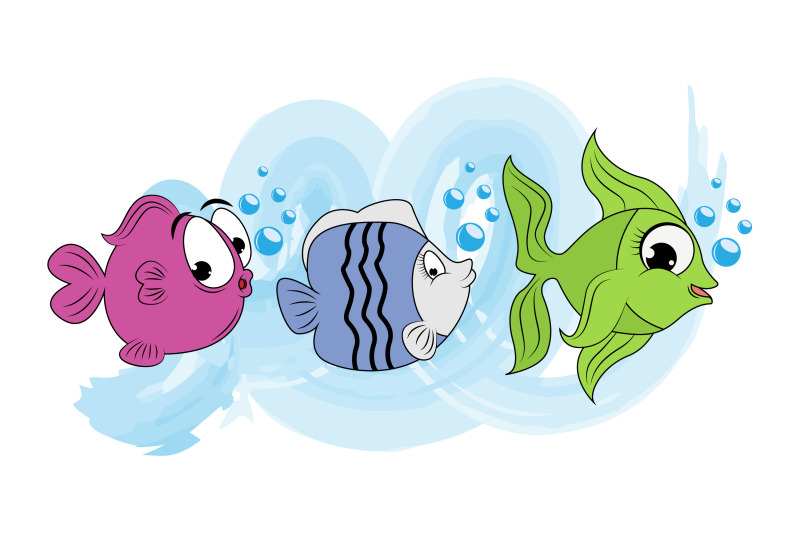 cute-fish-animal-cartoon-set