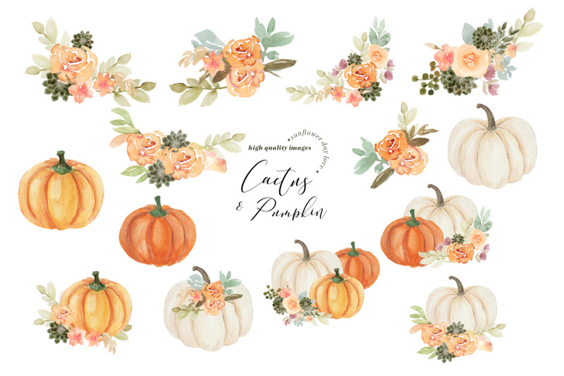 fall-autumn-orange-pumpkins-green-cactus-clipart