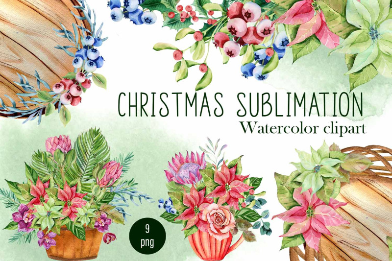 christmas-bouquets-png-clipart-watercolor-flower-bouquet