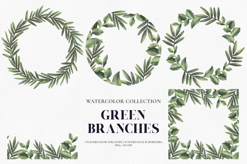 green-branch-watercolor-collection-pattern-wreaths-borders