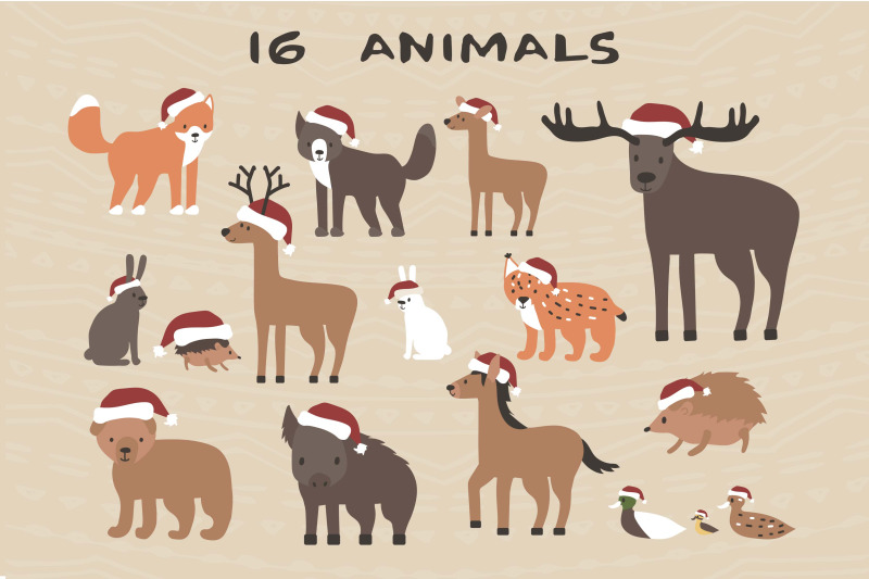 cartoon-animals-and-happy-santa-at-christmas-time