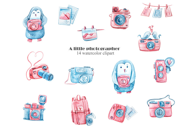 watercolor-valentines-day-clipart-penguins-cameras-pictures