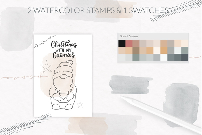 christmas-scandi-gnome-and-houses-procreate-stamps-set