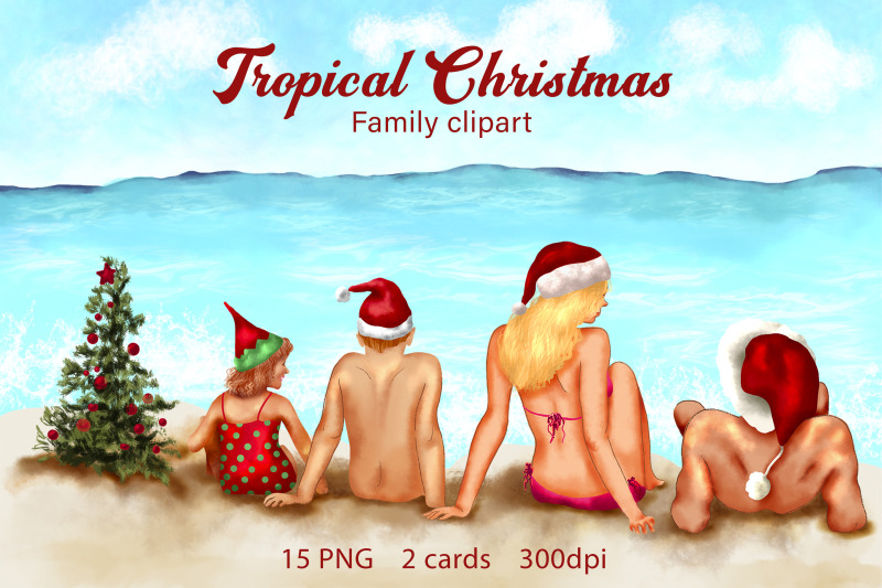 tropical-christmas-family-clipart-summer-xmas-family-creator