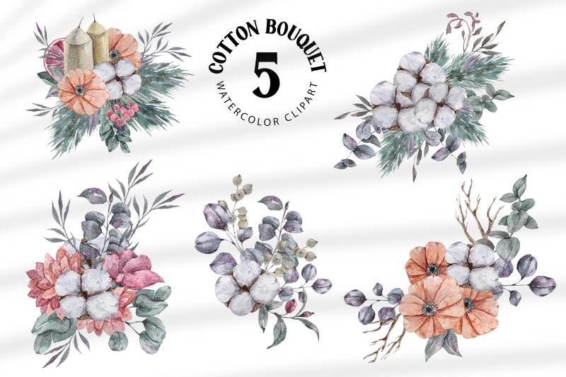 watercolor-christmas-floral-bouquets-clipart-5-png-files