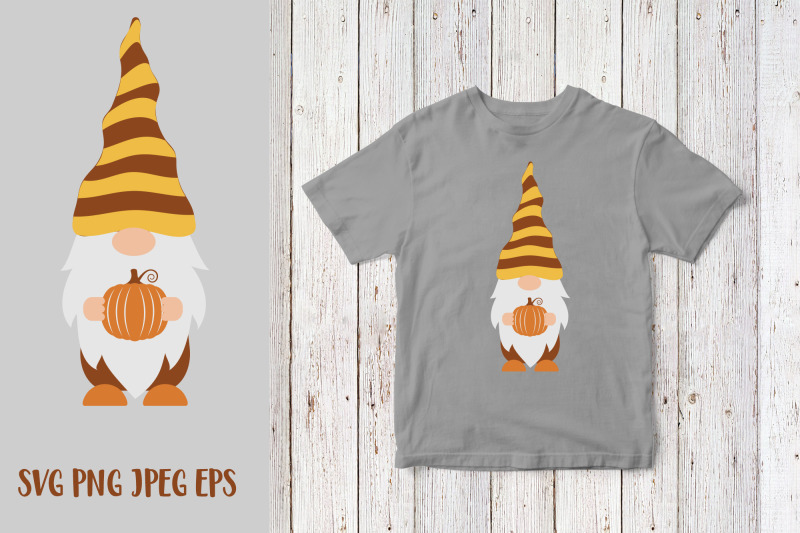 Thanksgiving gnome holding pumpkin. Fall gnome SVG By LaBelezoka