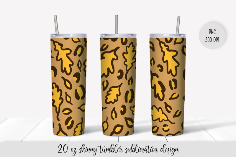 fall-leaves-tumbler-sublimation-design-leopard-tumbler-wrap