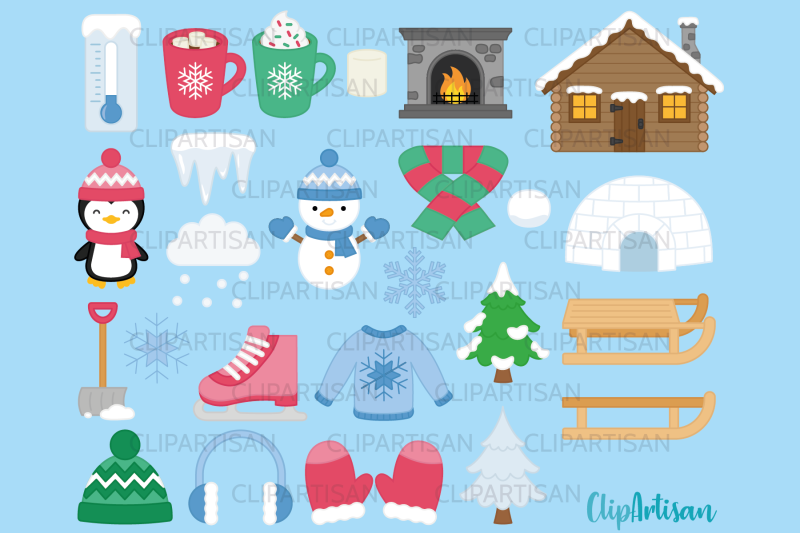 winter-clip-art-igloo-snowman-christmas