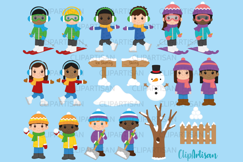 winter-kids-clipart-ice-skating-clipart-skiing-holiday-clipart-sno