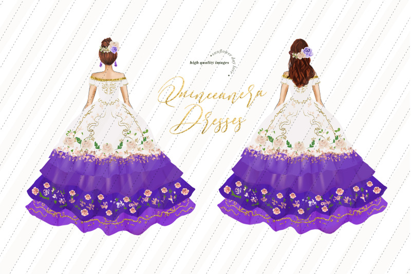 white-amp-purple-dresses-quinceaera-birthday-clipart