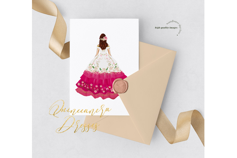 white-amp-pink-dresses-miss-quince-clipart