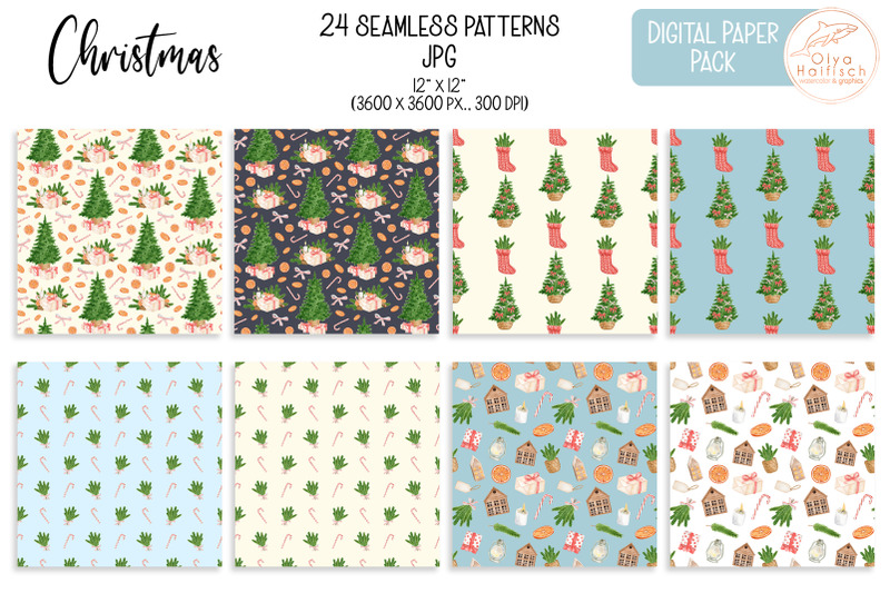 christmas-digital-paper-pack-watercolor-christmas-seamless-patterns