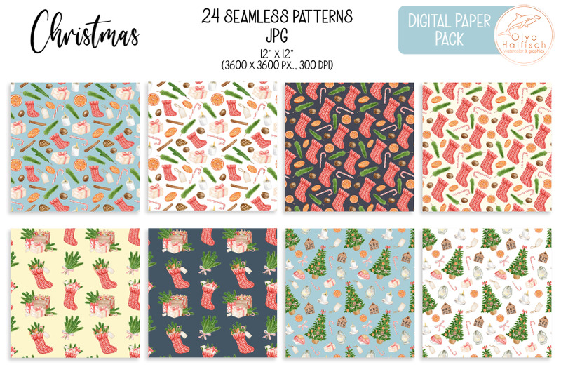 christmas-digital-paper-pack-watercolor-christmas-seamless-patterns