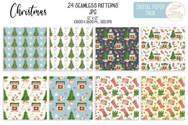 christmas-digital-paper-pack-watercolor-christmas-seamless-patterns