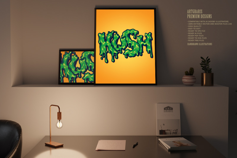 kush-typeface-melting-vector-illustrations